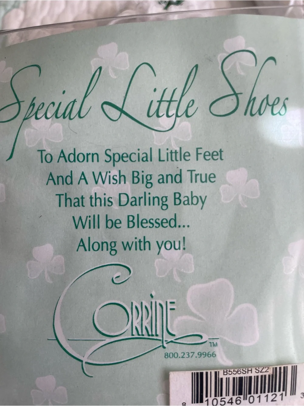 White Lace Baby Walker Shoes with Green Shamrock Accent